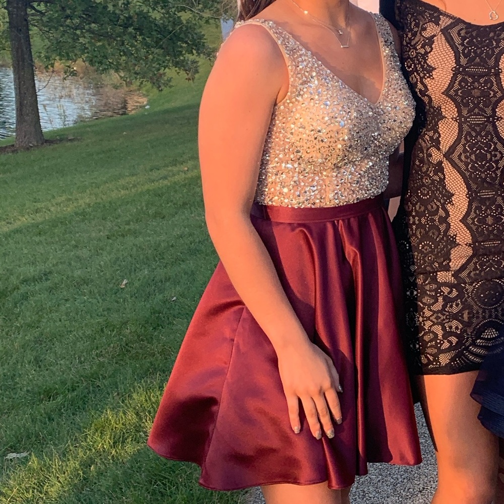 Red and tan dress